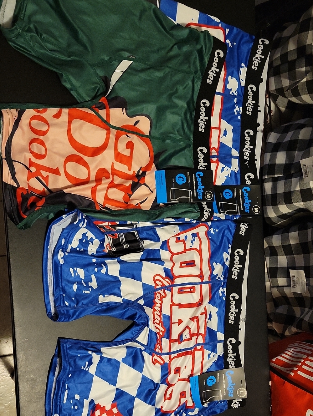 Cookies Brand Blue & Green Graphic Boxer Briefs (2 Sz M, 1 Sz L)